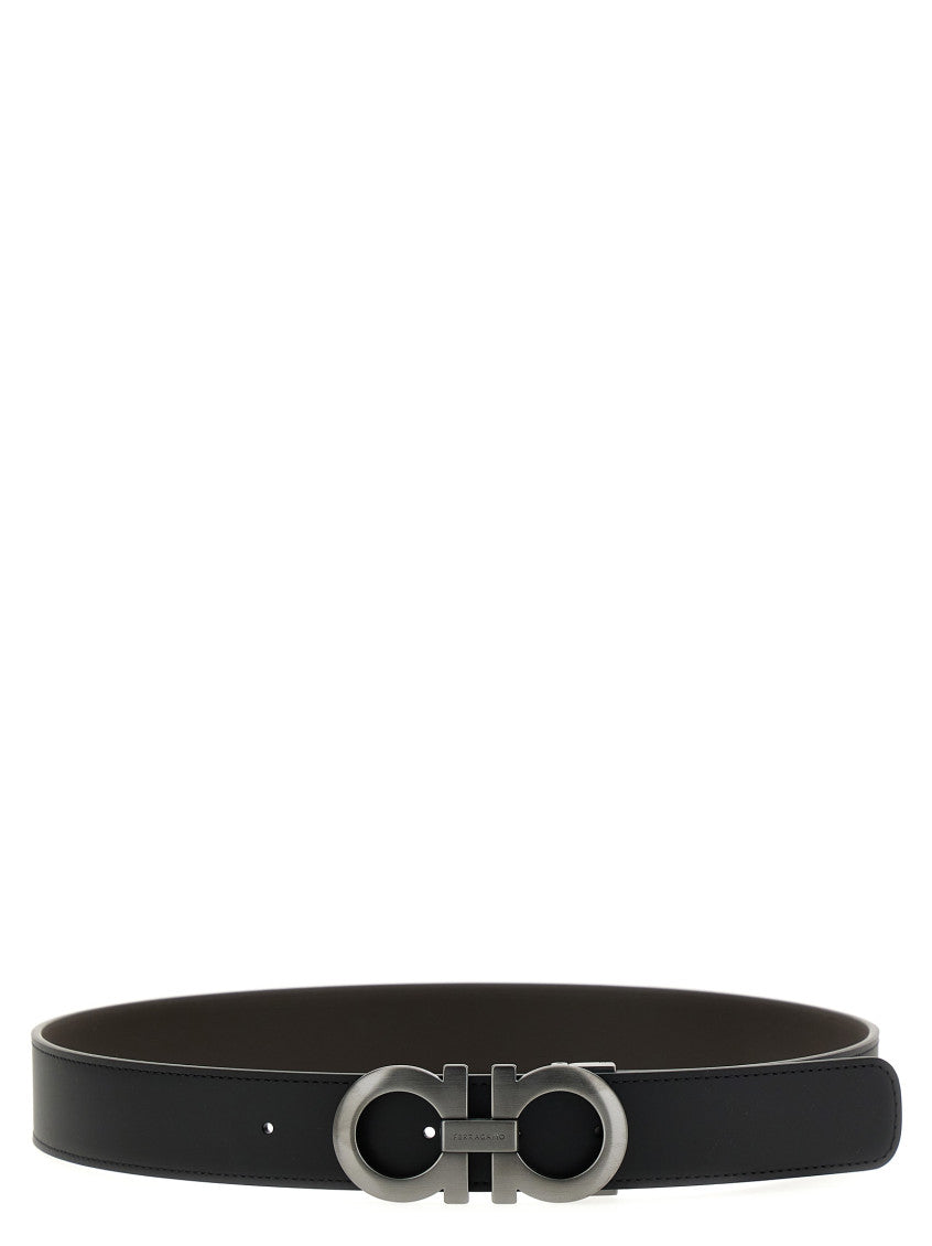 Black Gancini Solid Reversible Belt 1