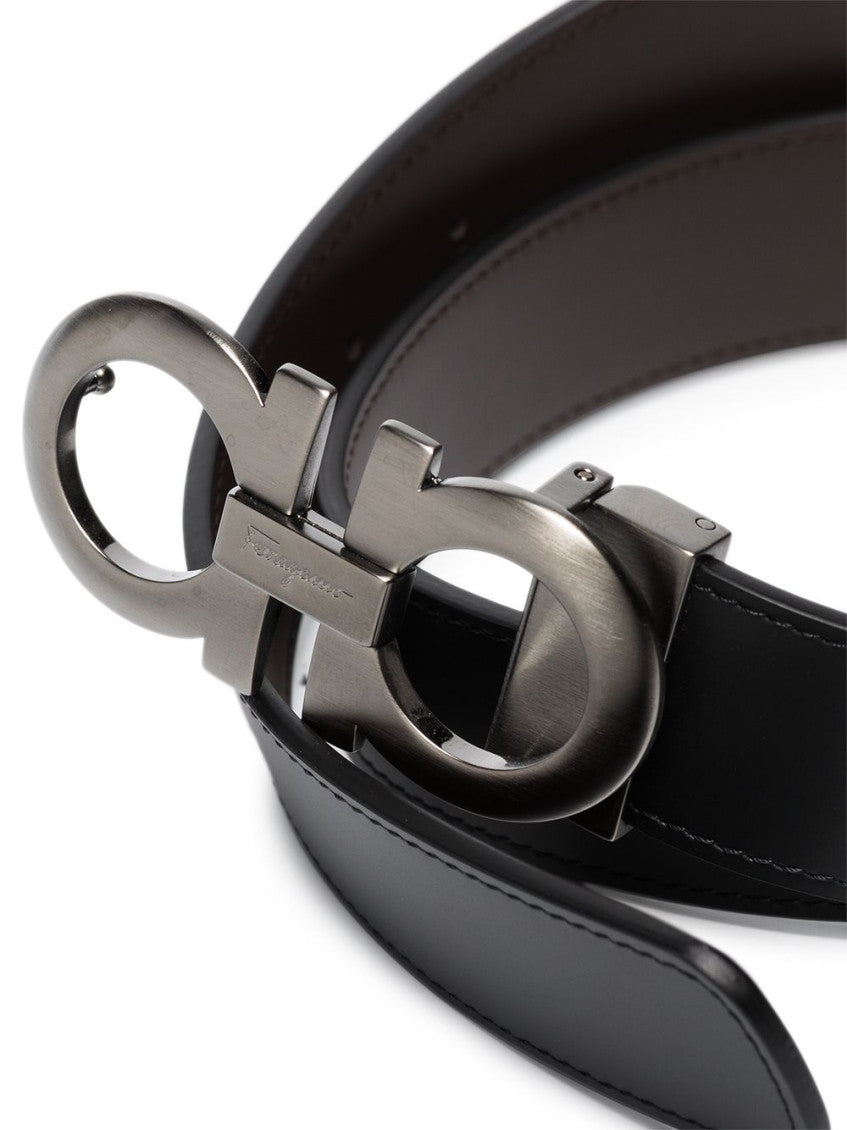 Black Gancini Solid Reversible Belt 4