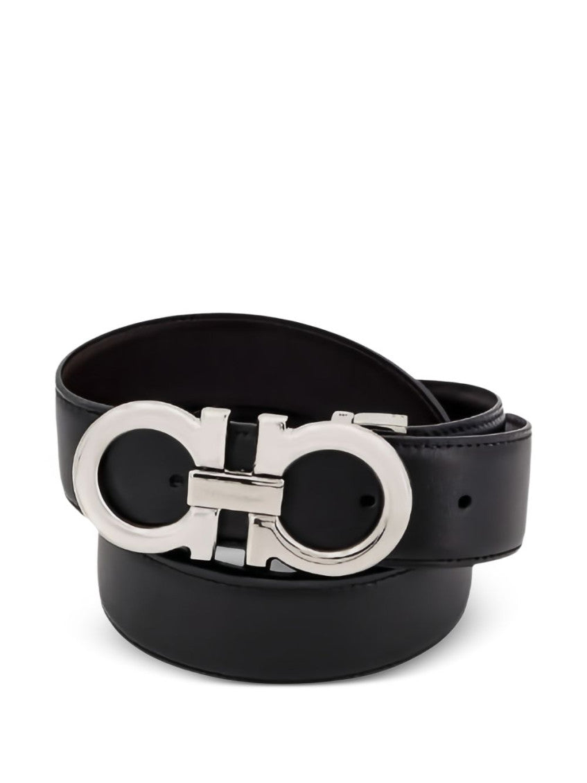 Black Gancini Solid Reversible Belt 3