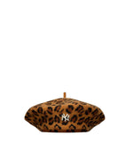 Beige Animal Print Beret Hat 1