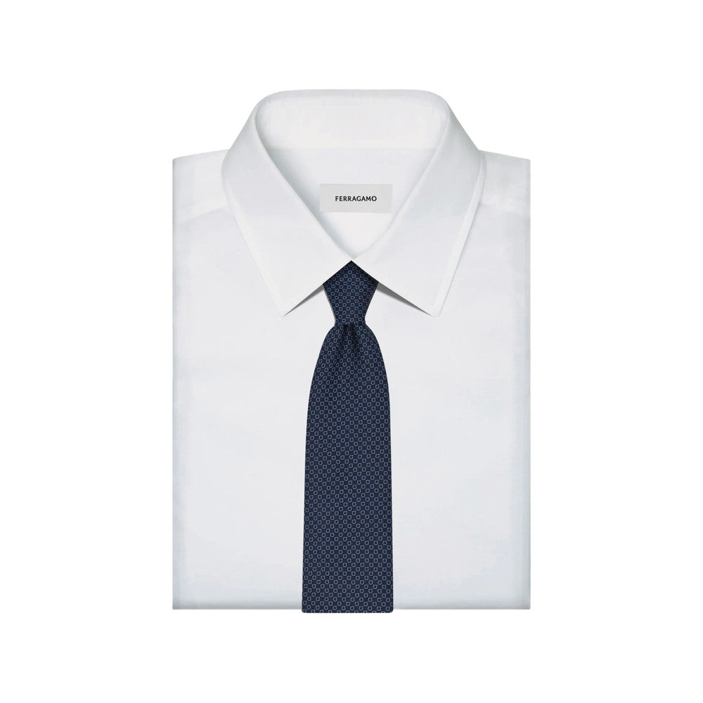 Blue Gancini Geometric Print Tie 4