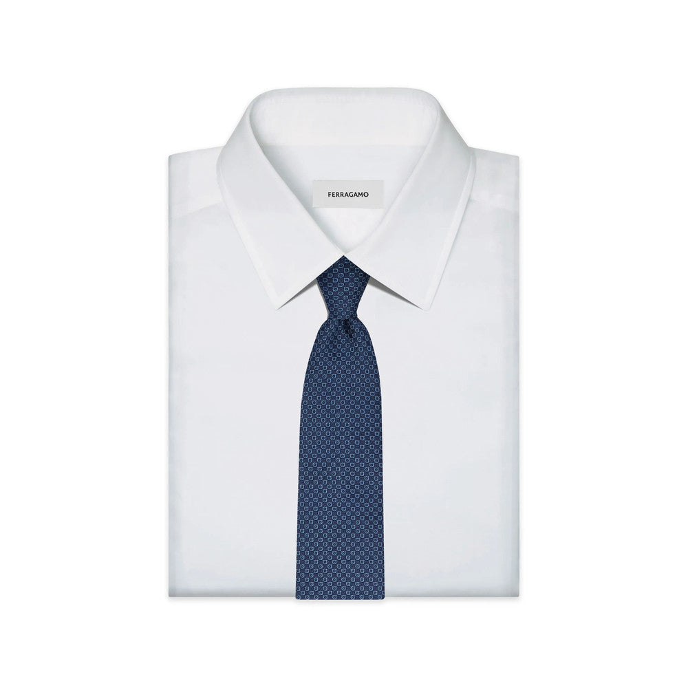 Blue Gancini Geometric Print Tie 4