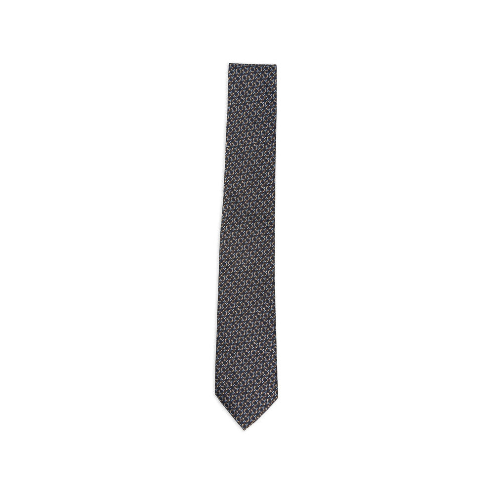 Dark Blue Gancini Logo Tie 1