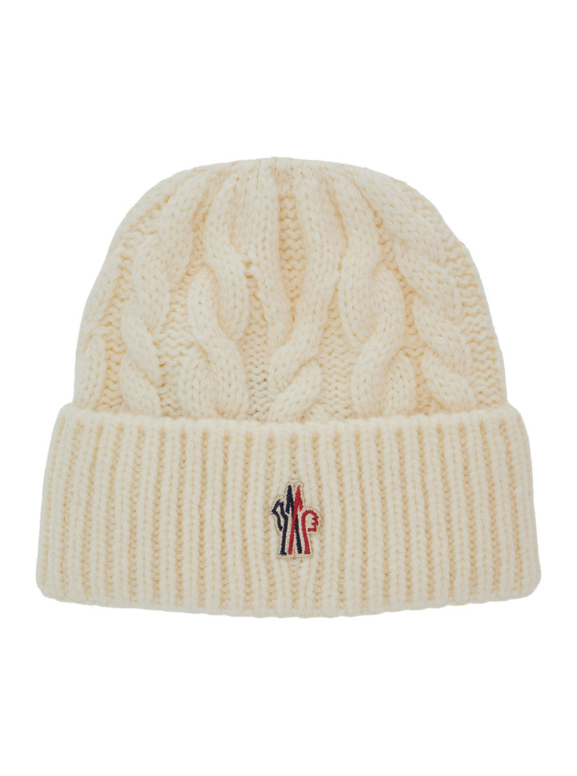 White Cable Knit Beanie Cap 1