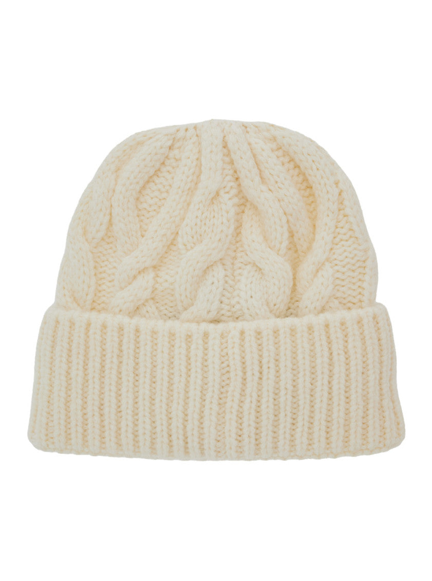 White Cable Knit Beanie Cap 2