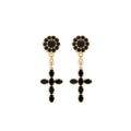 Golden Black Logo Drop Earrings 1