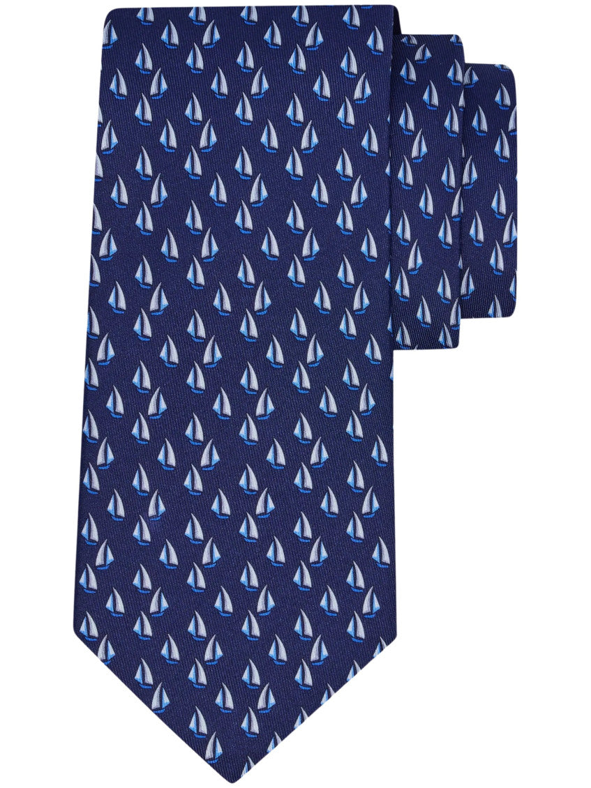 Navy Sailboat Printed Tie 2