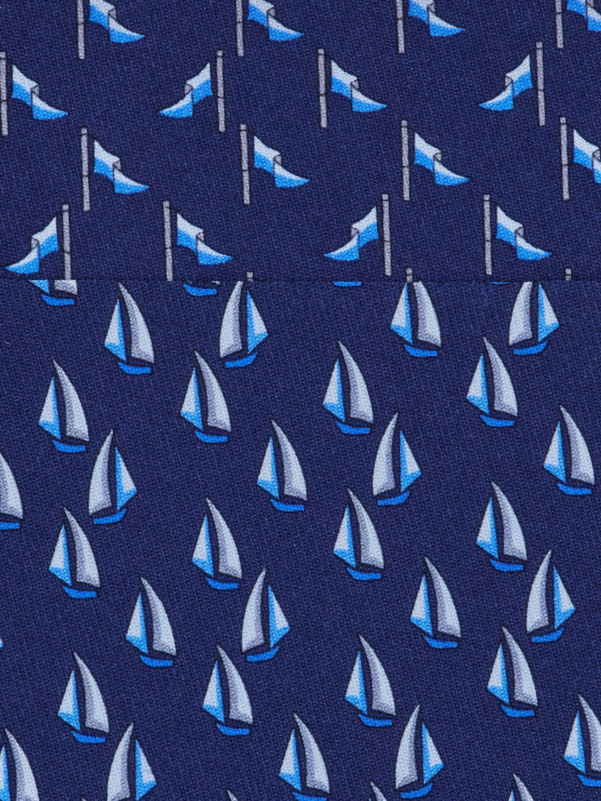 Navy Sailboat Printed Tie 3