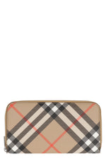 Beige Check Zip Around Wallet 1