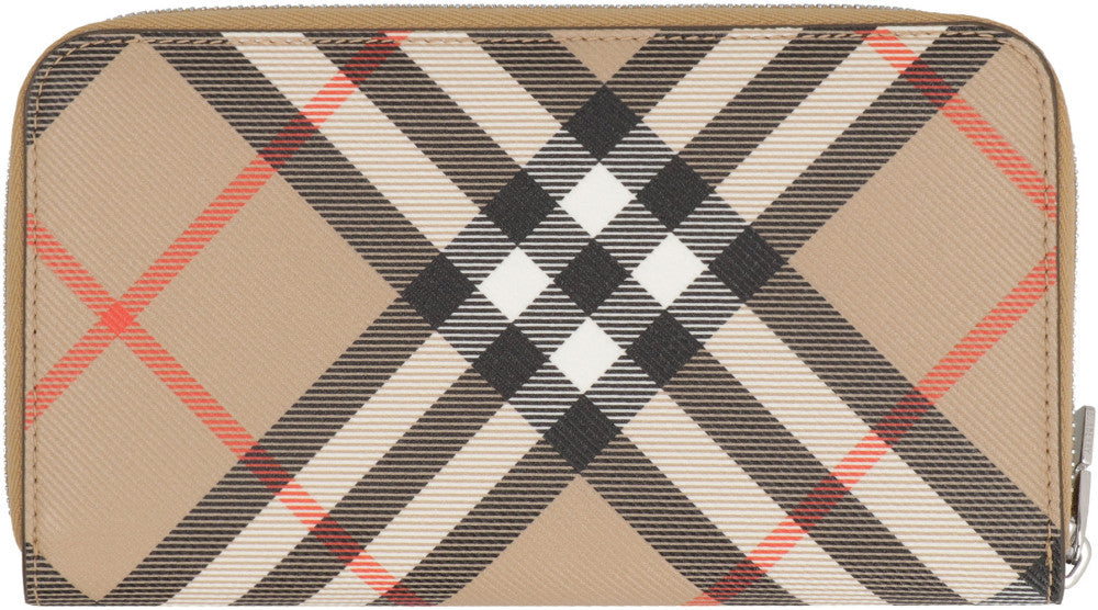 Beige Check Zip Around Wallet 2