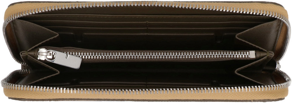 Beige Check Zip Around Wallet 3