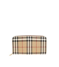 Beige Check Zip Around Wallet 1