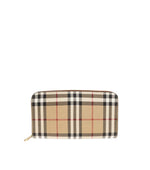 Beige Check Zip Around Wallet 1
