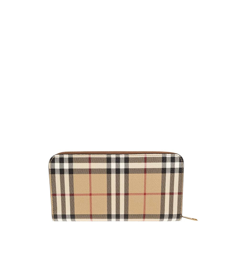 Beige Check Zip Around Wallet 2
