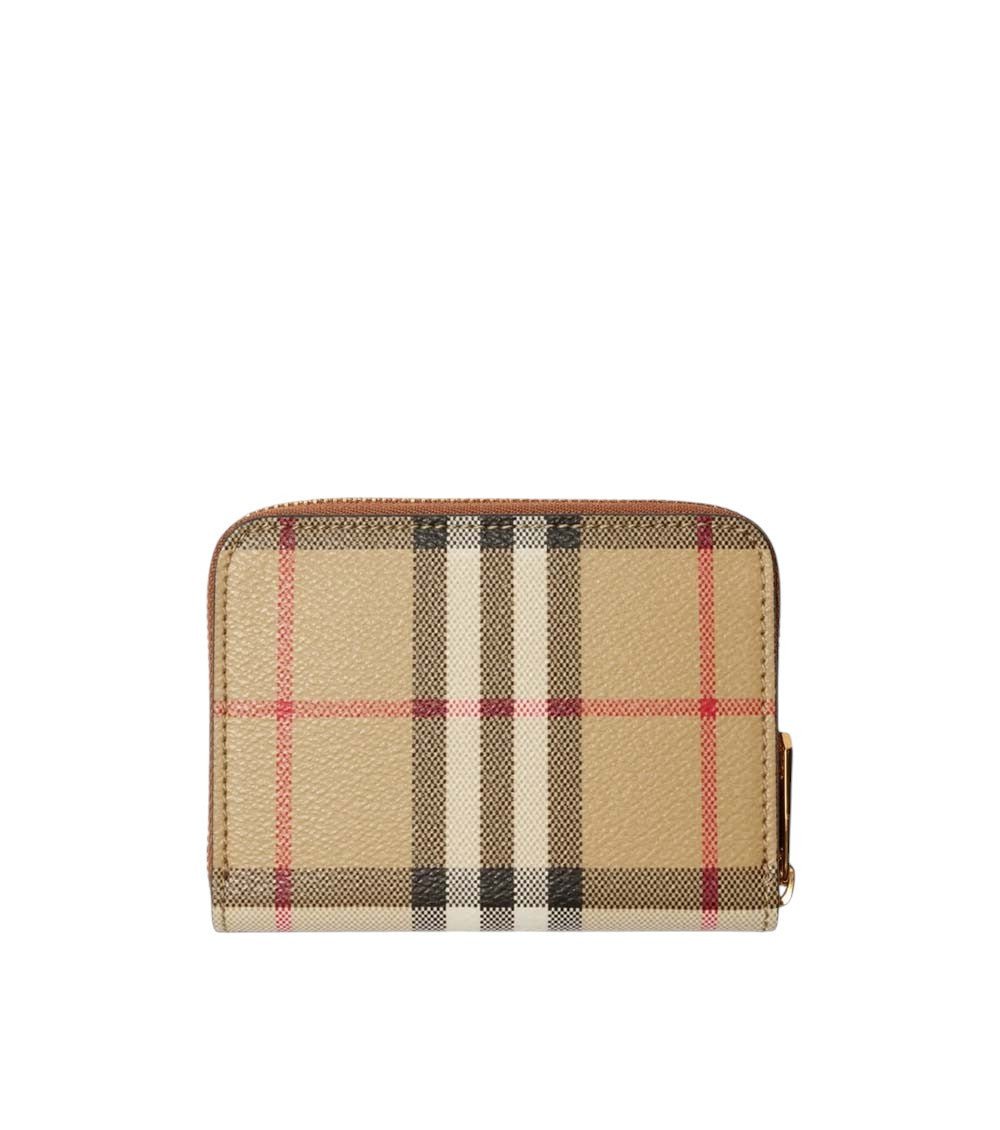 Beige Check Zip Wallet 2
