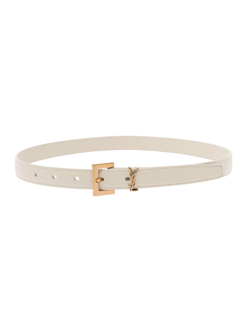 White Logo Buckle Belt 1