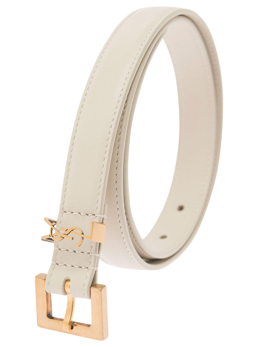White Logo Buckle Belt 2