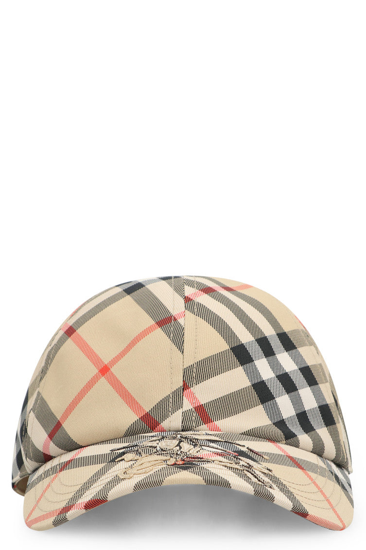 Beige Logo Checks Baseball Cap 1