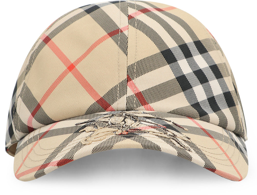Beige Logo Checks Baseball Cap 2