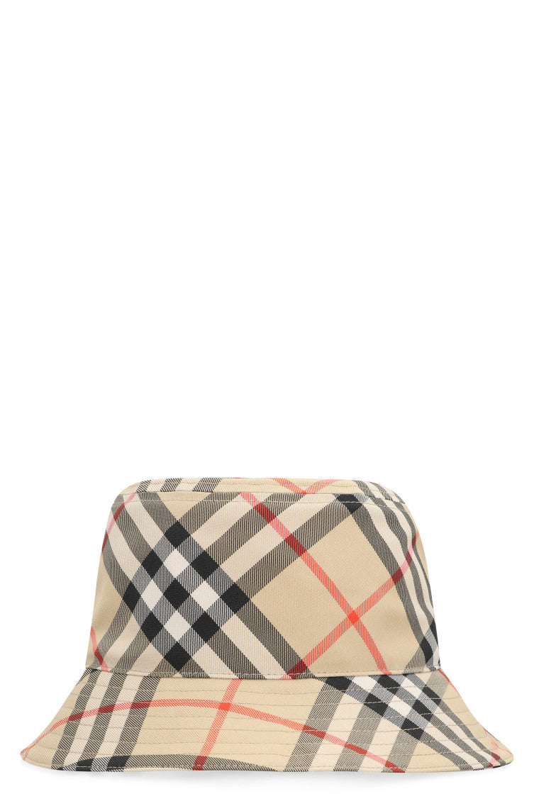 Beige Logo Checks Bucket Hat 1