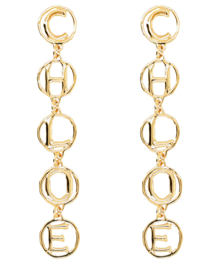 Golden Logo Drop Earrings 1