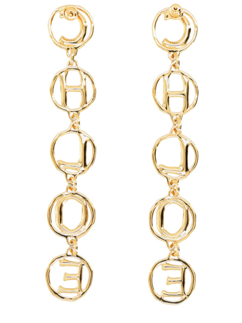 Golden Logo Drop Earrings 2