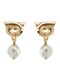 Gold 'Gancini' Gold Colored Pendant Earrings with Synthetic Pearls in Brass Woman 1