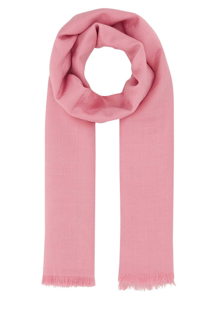 Pink Wool Blend Foulard Scarf 1