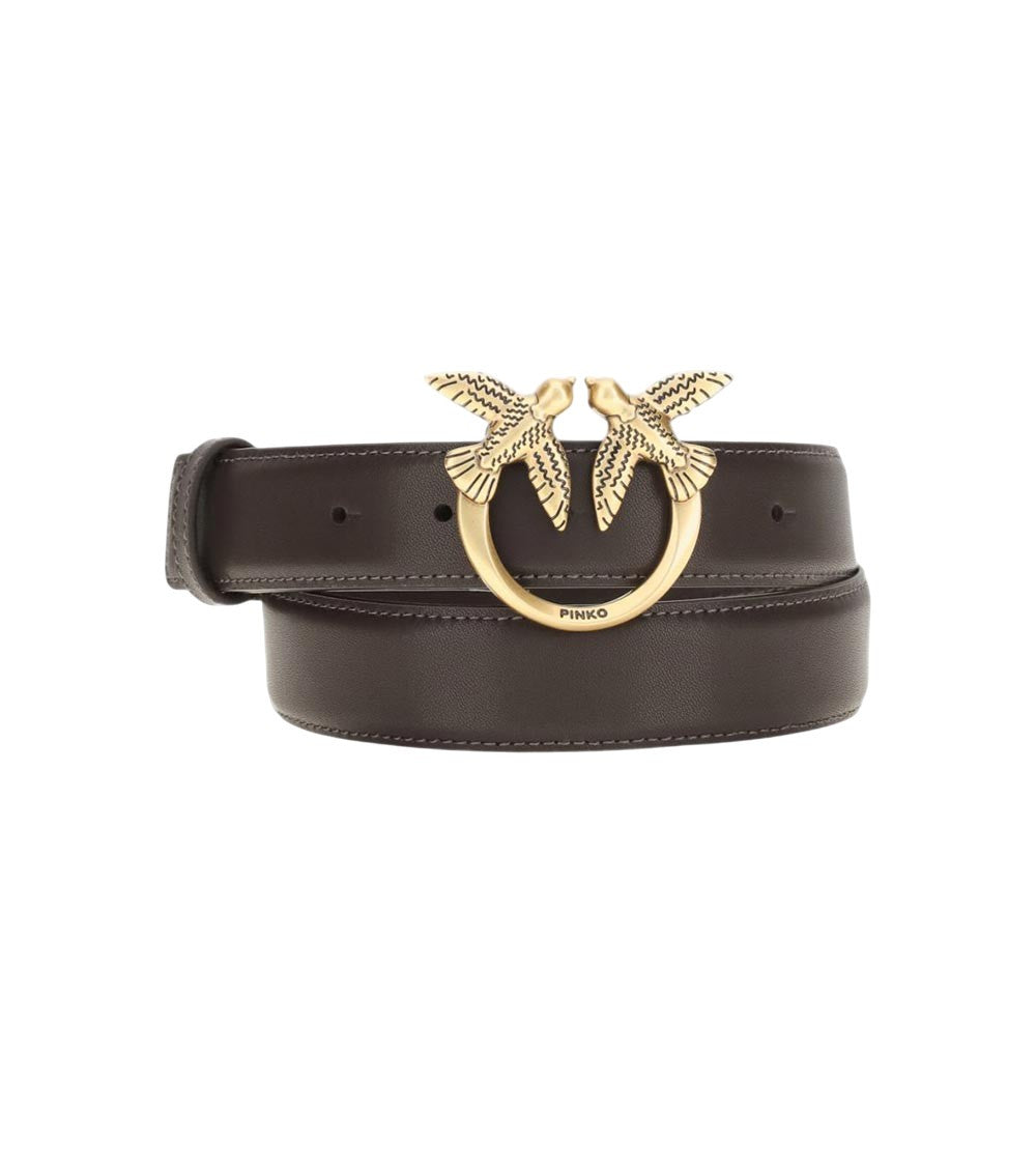 Dark Brown Love Birds Solid Belt 2