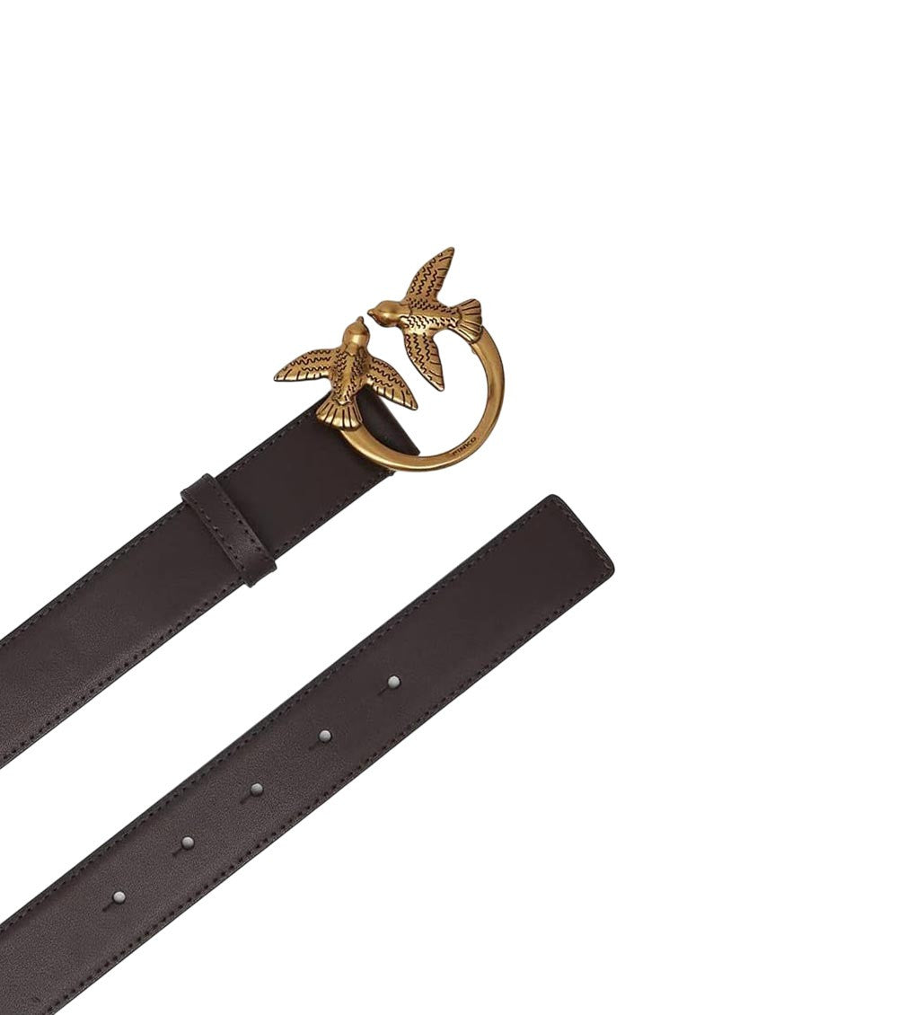 Dark Brown Love Birds Solid Belt 3