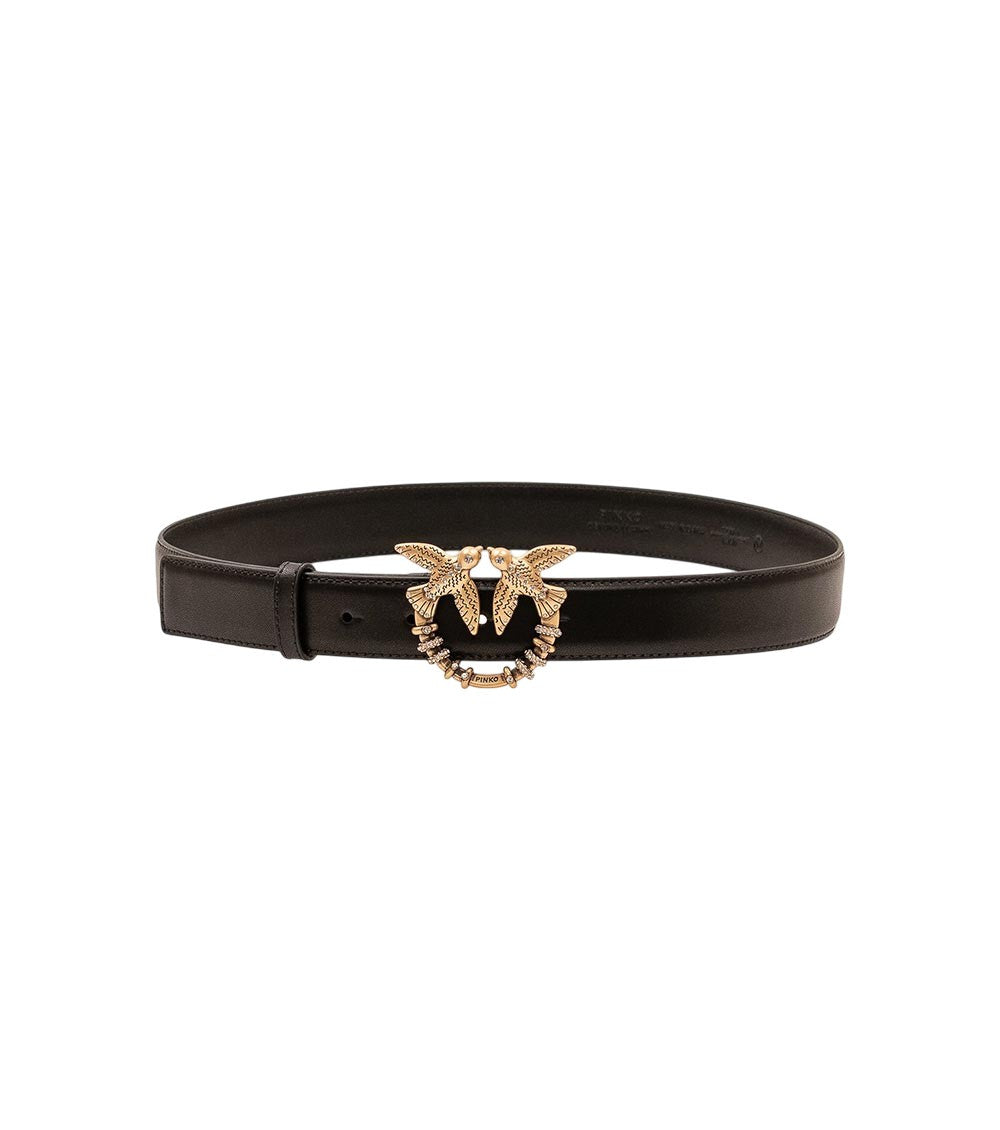 Black Love Birds Solid Belt 1