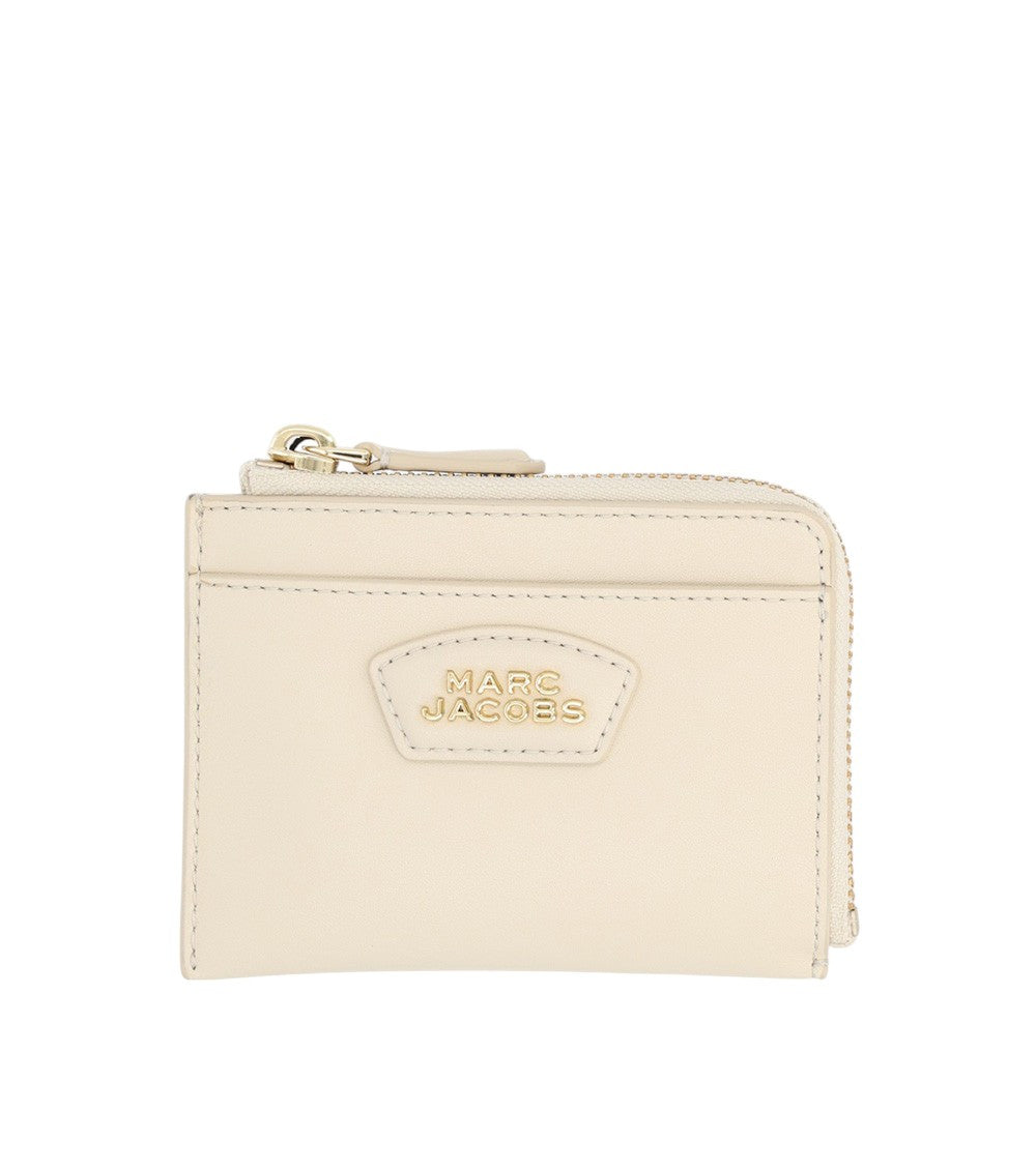 Off White Solid Zip Wallet 1