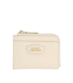 Off White Solid Zip Wallet 1