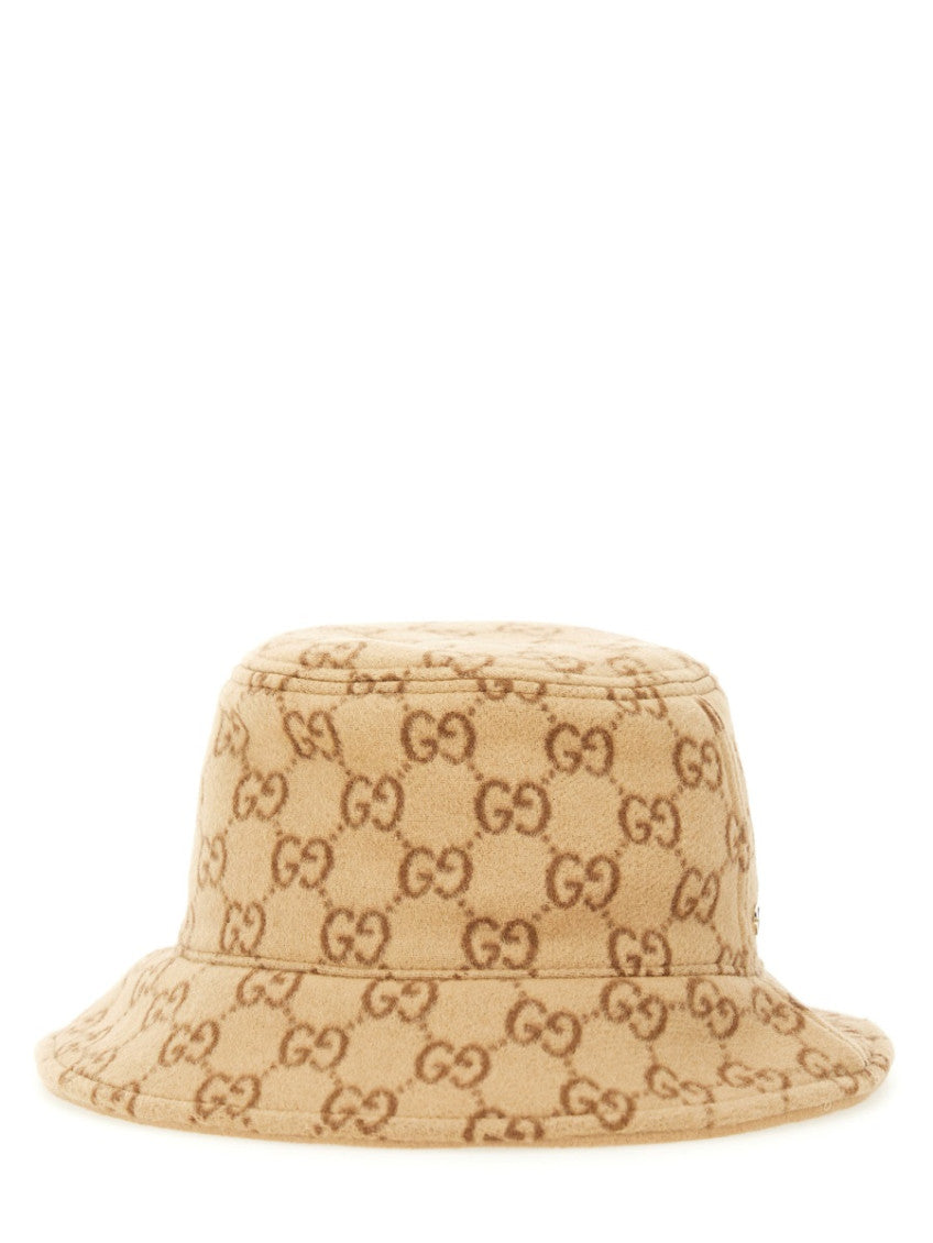Beige Brown Logo Bucket Hat 2