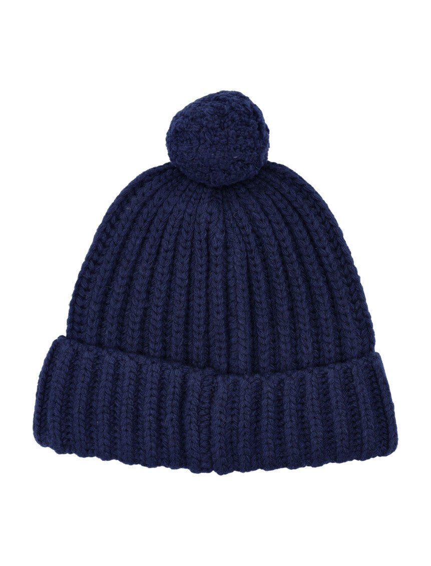 Navy Blue Knitted Beanie Cap 2