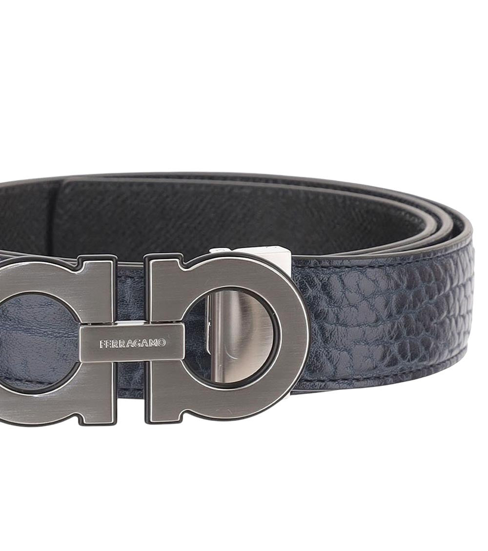Navy Blue Gancini Buckle Belt 3