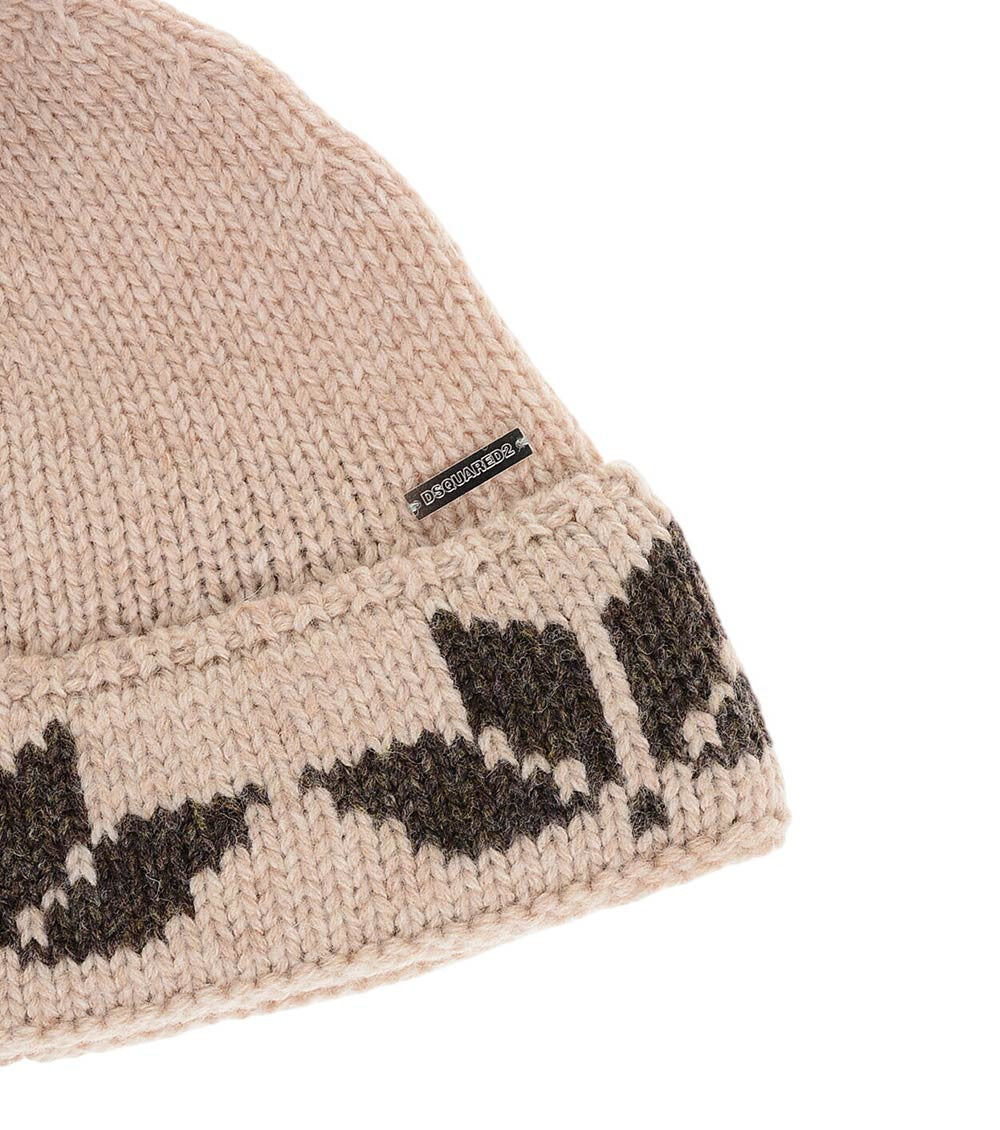 Beige Logo Beanie Cap 3