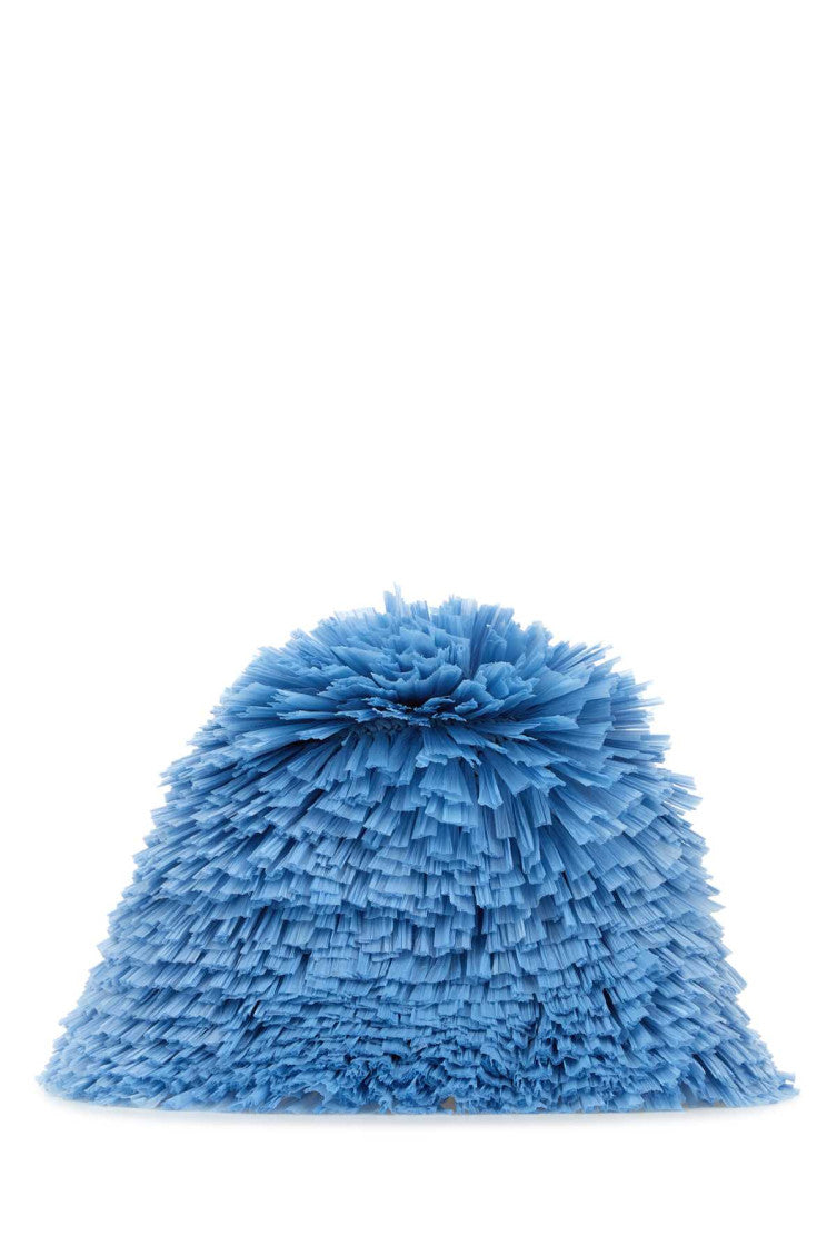 Light Blue Raffia Bucket Hat 1