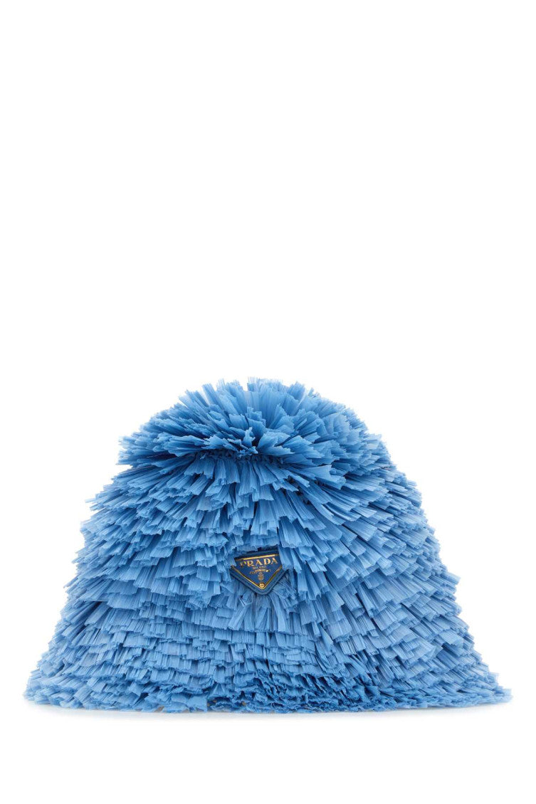 Light Blue Raffia Bucket Hat 2