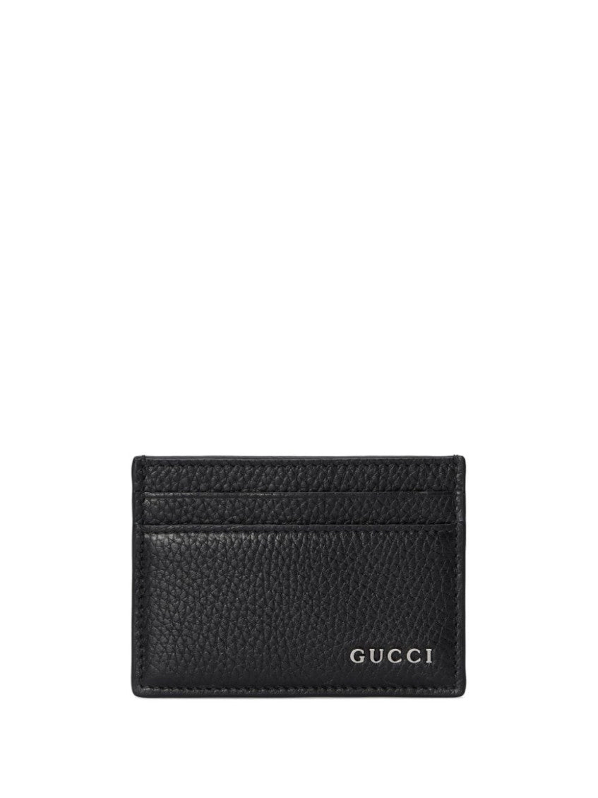 Black Logo leather card case 1