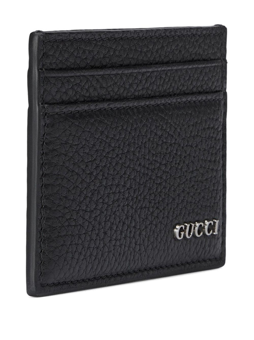 Black Logo leather card case 4