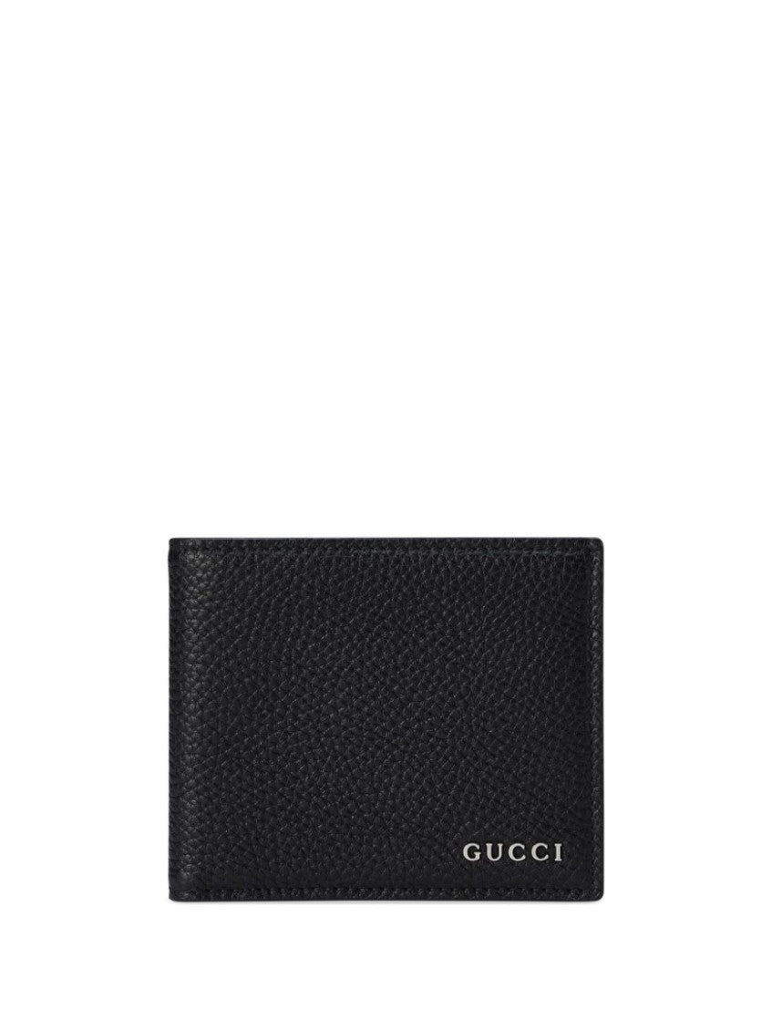 Black Logo Leather Bi-fold Wallet 1