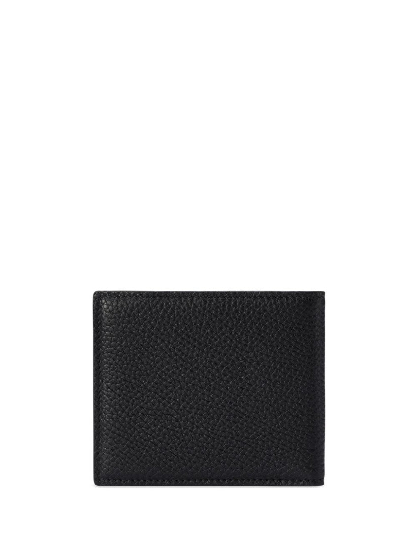 Black Logo Leather Bi-fold Wallet 2