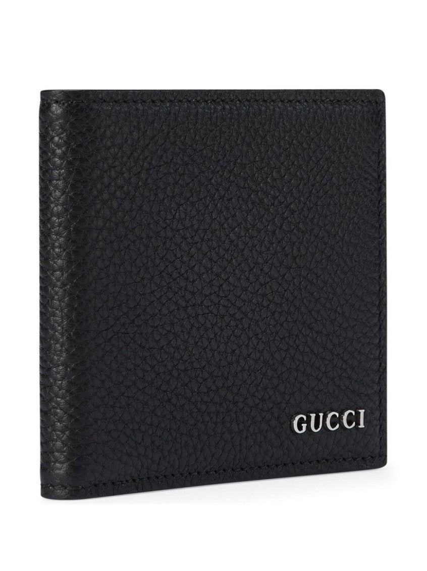 Black Logo Leather Bi-fold Wallet 3
