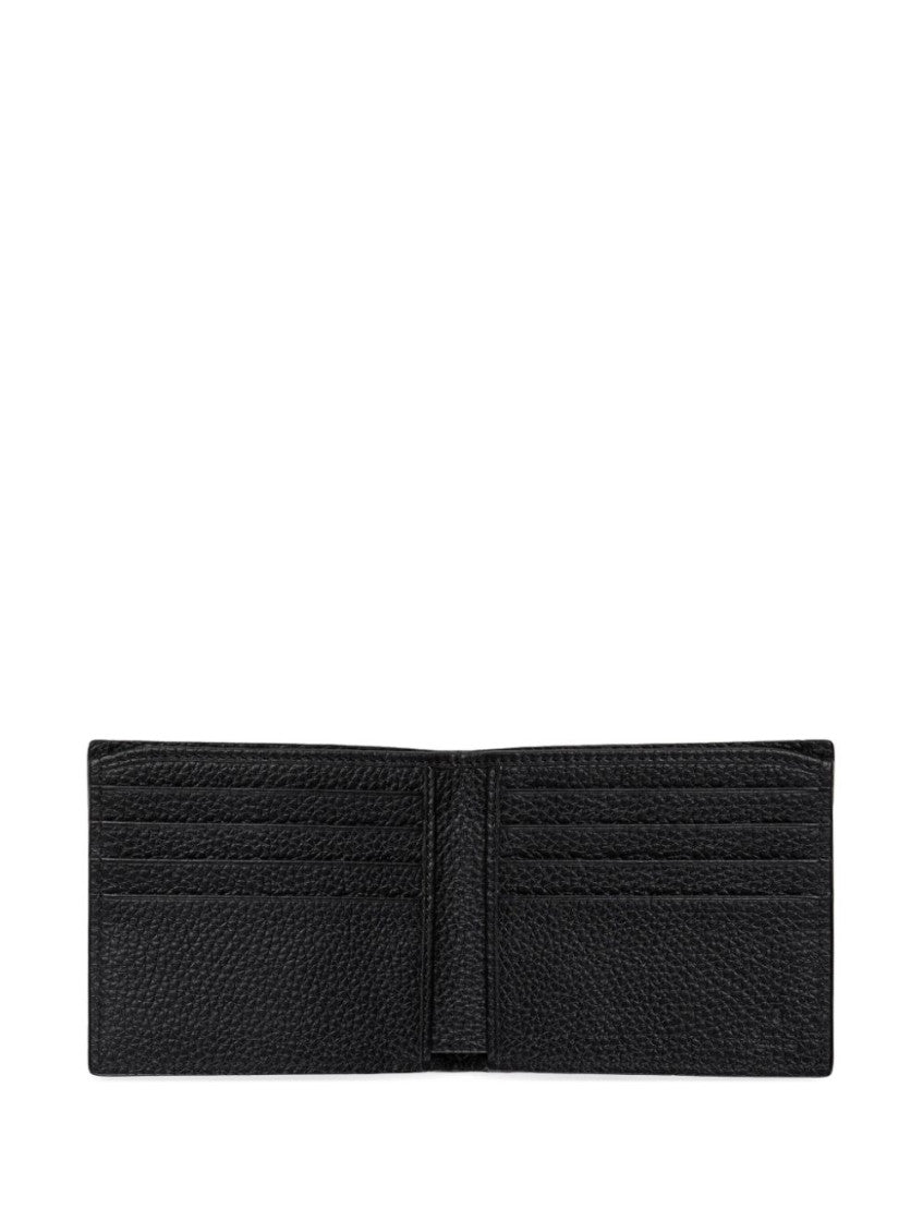 Black Logo Leather Bi-fold Wallet 4