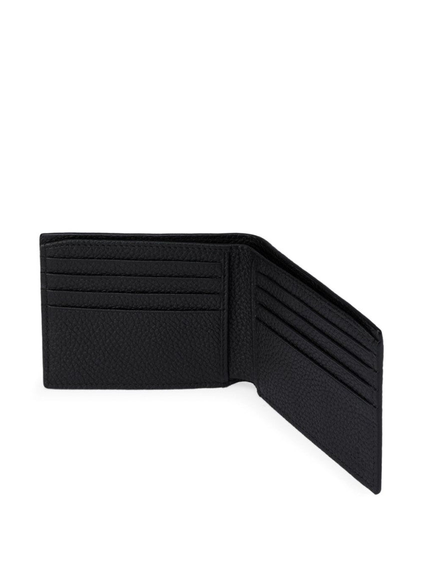 Black Logo Leather Bi-fold Wallet 5
