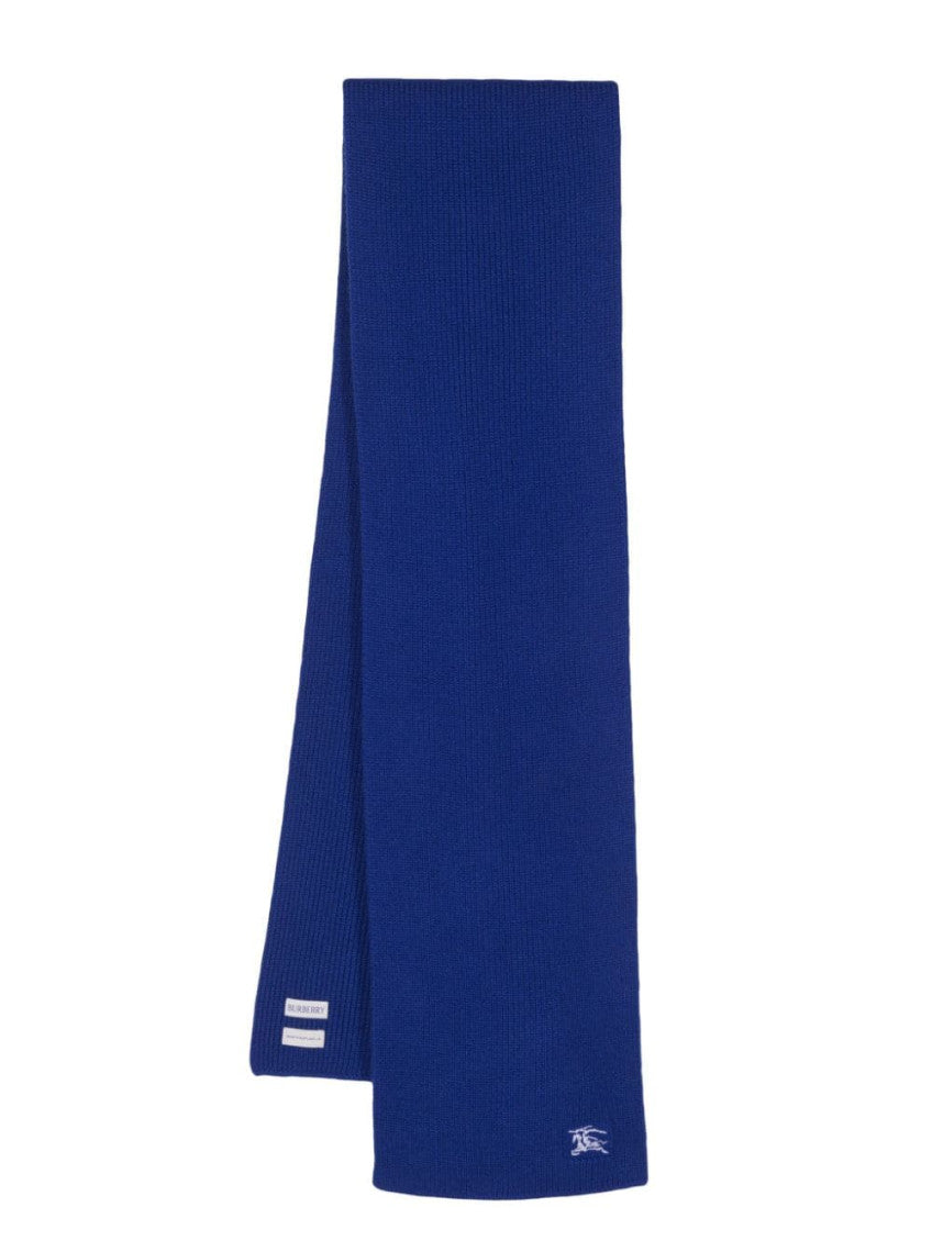 Blue Wool And Cahmere Blend Ribbed Scarf 1