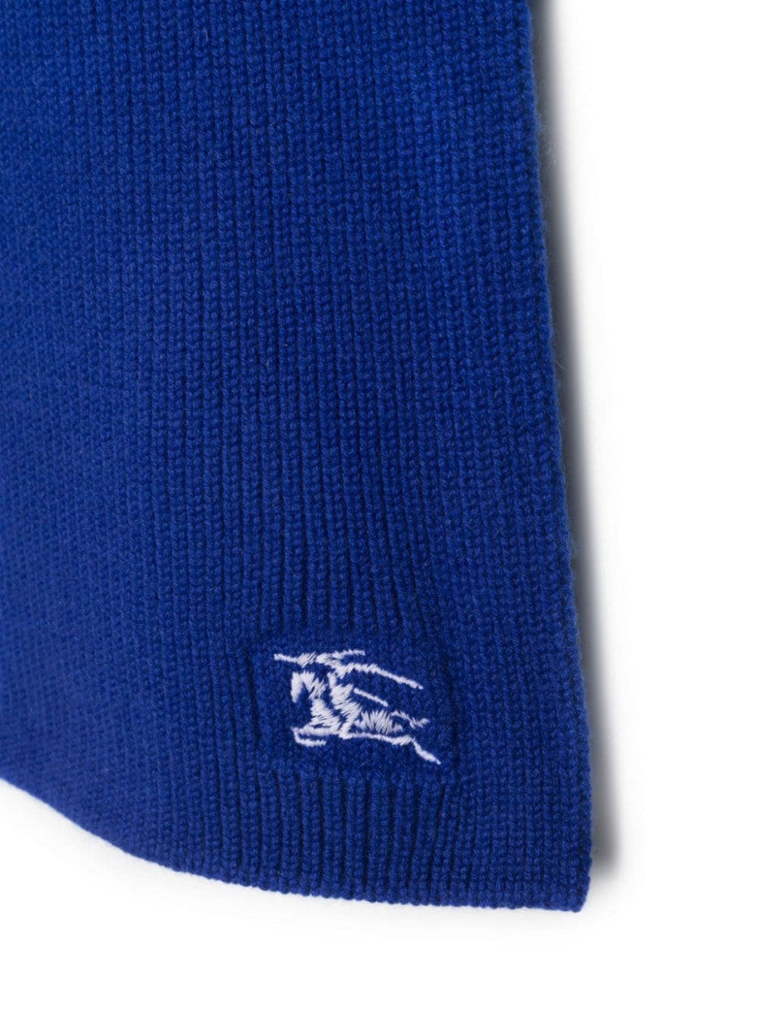 Blue Wool And Cahmere Blend Ribbed Scarf 2