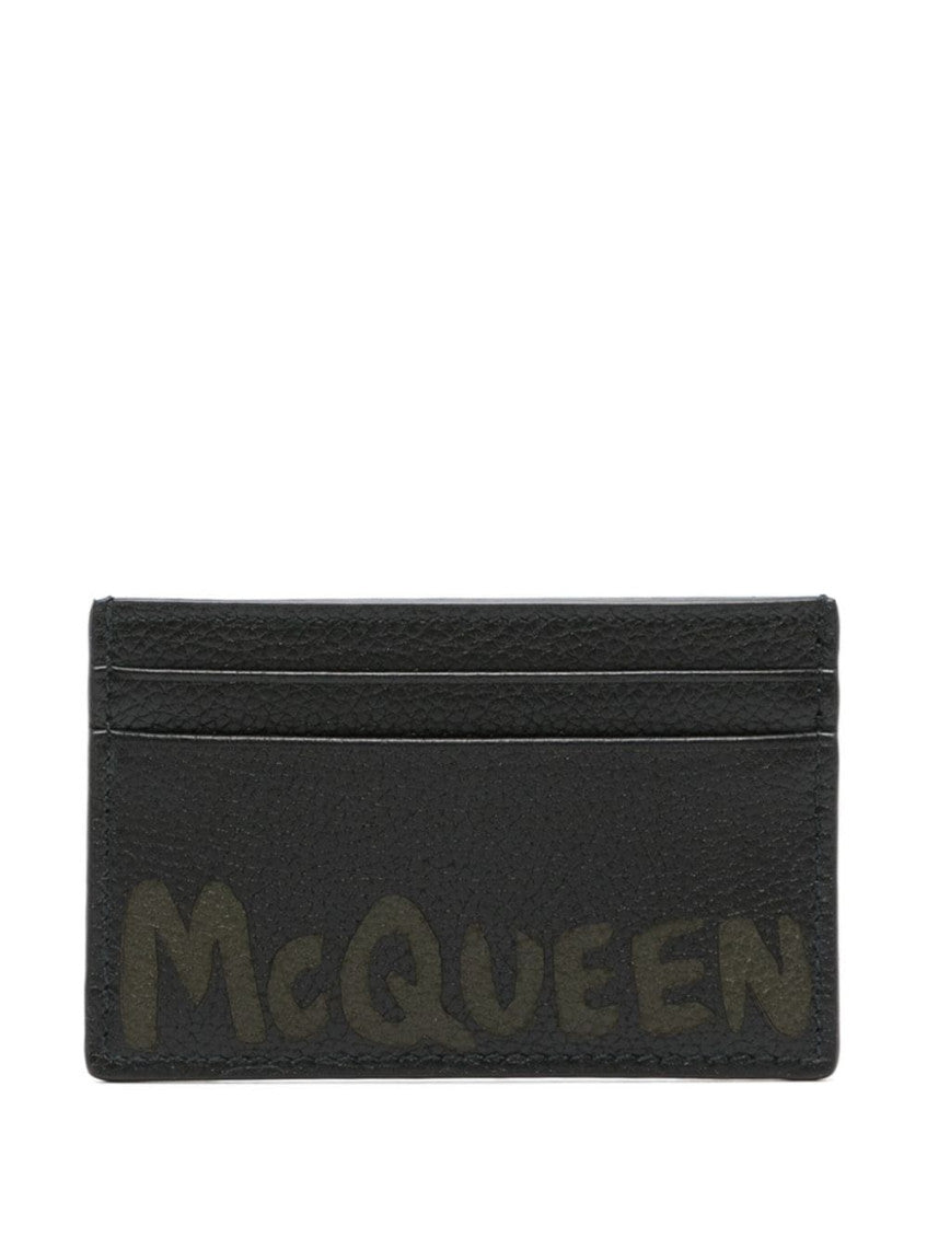 Black Logo Leather Credit Card Case 1