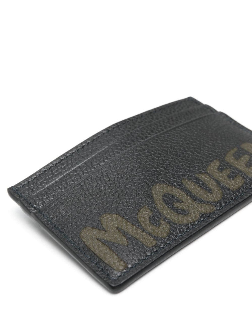 Black Logo Leather Credit Card Case 2